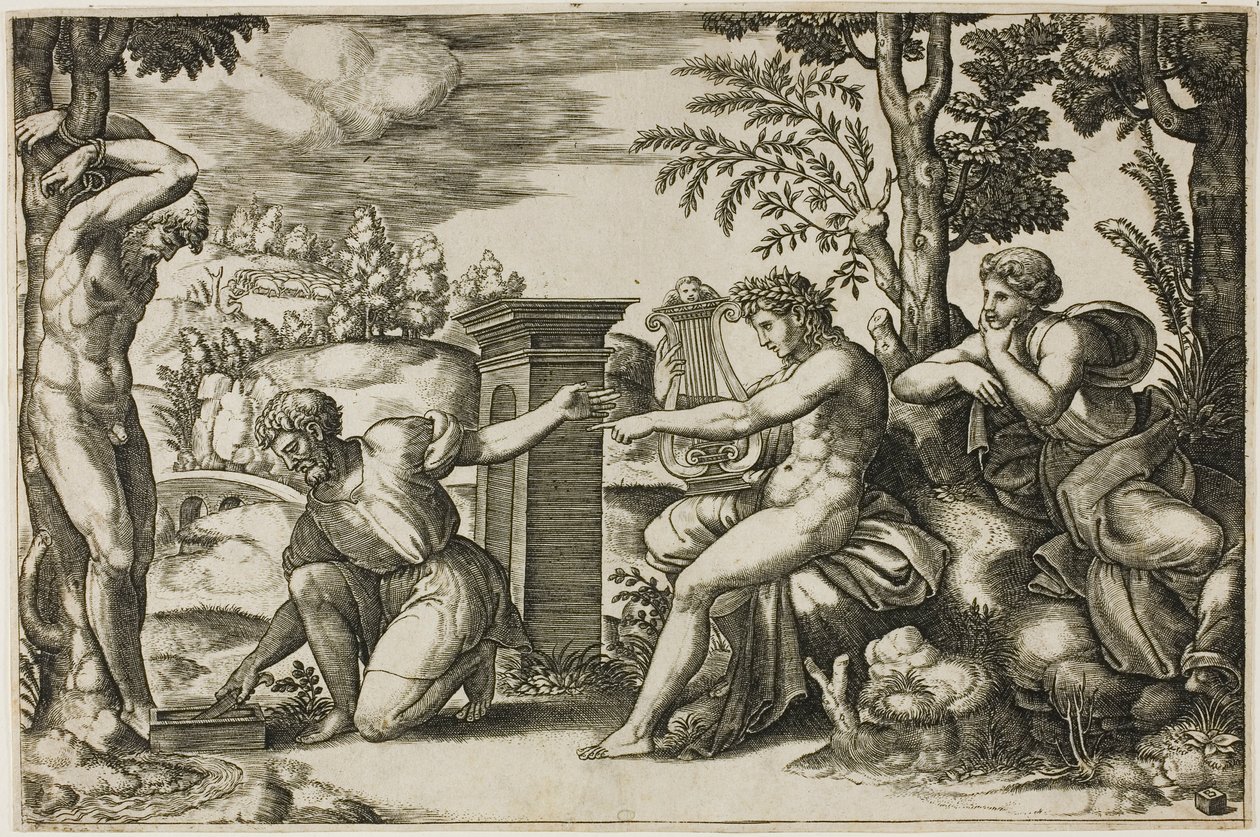 Apollo og Marsyas af Master of the Die