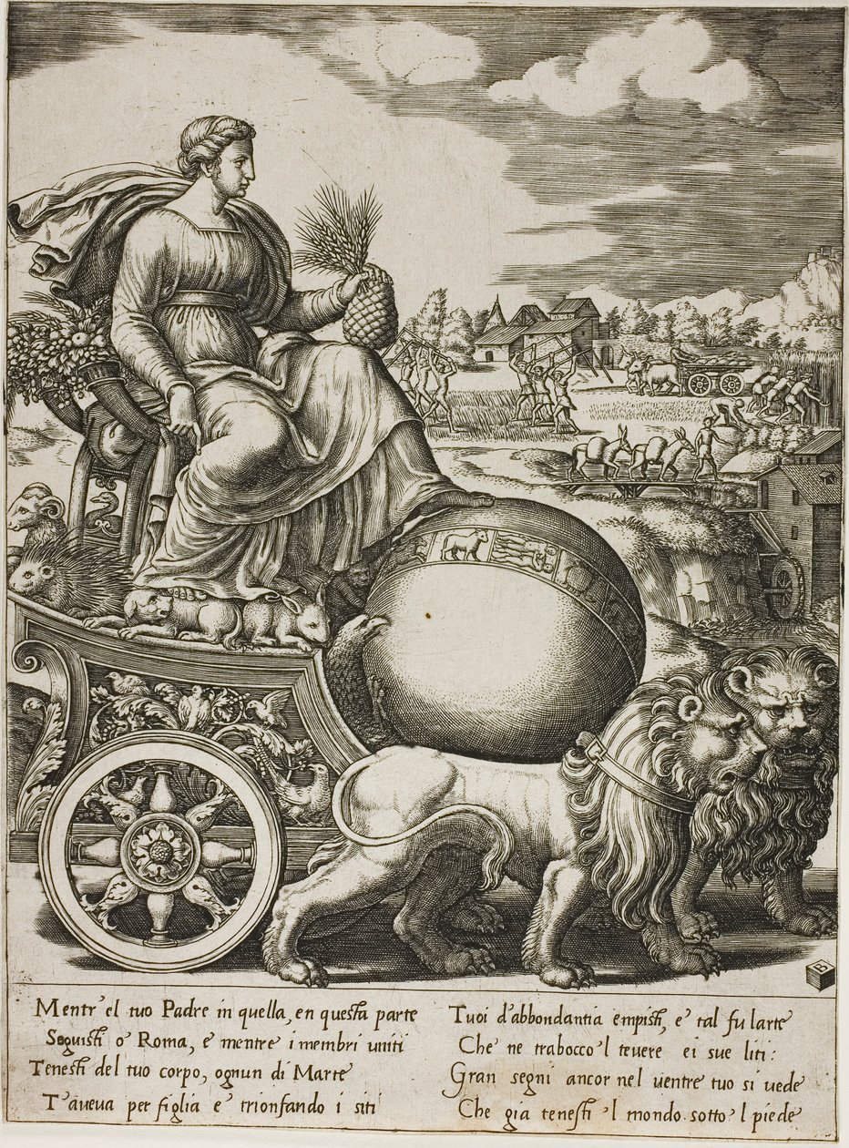 Cybele i sin vogn af Master of the Die