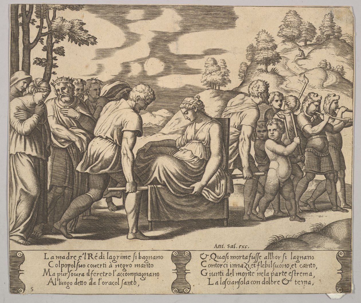 Plade 5: Psyche båret på et kuld til et bjerg, fra 