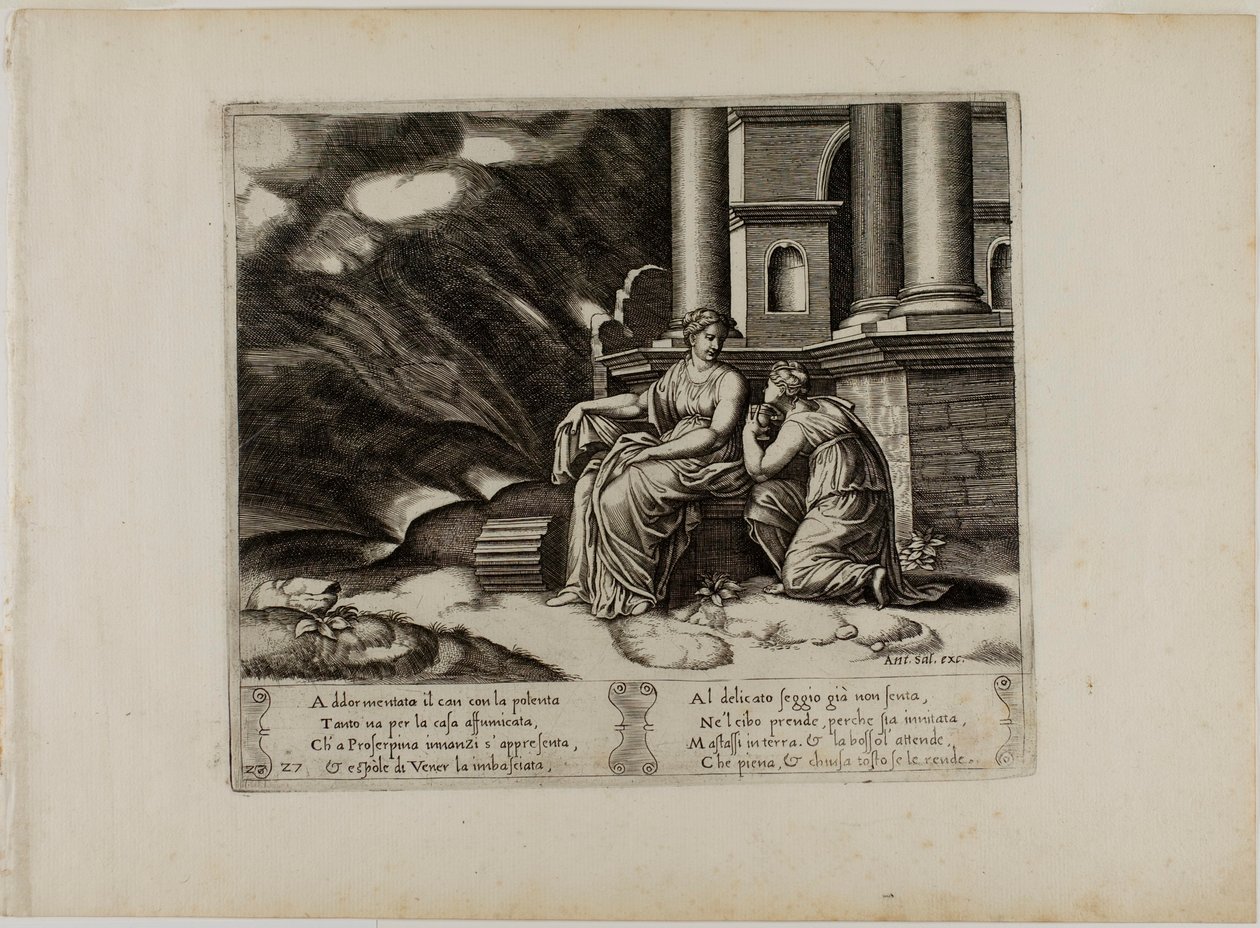 Proserpina giver Psyche skønhedens æske af Master of the Die