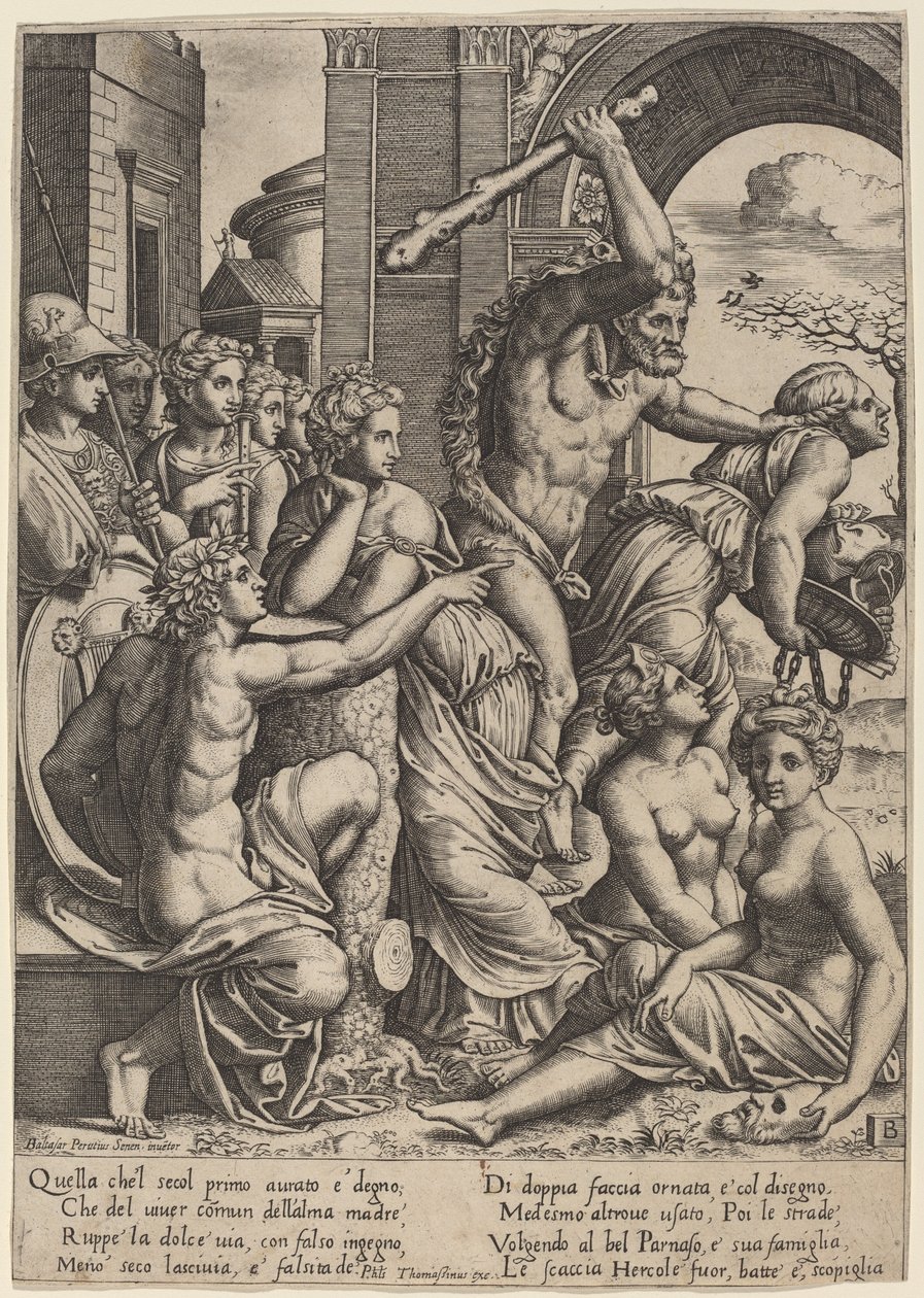 Misundelse drevet fra Musernes Tempel af Master of the Die after Baldassare Peruzzi
