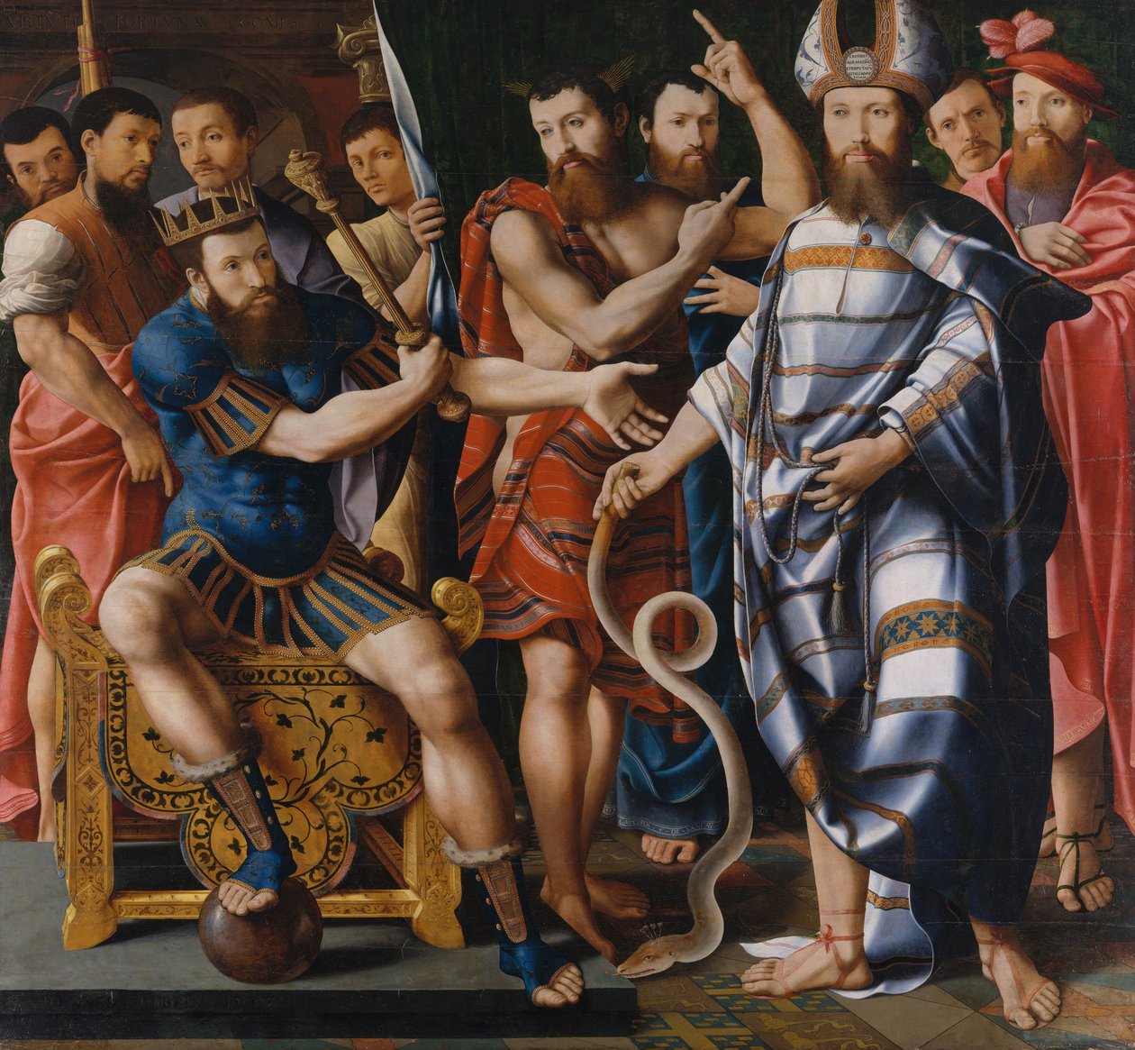 Moses og Aron før Farao: An Allegory of the Dinteville Family, 1537. af Master of the Dinteville Allegory