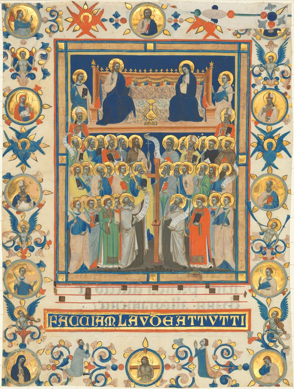 Kristus og jomfruen på tronen med fyrre hellige af Master of the Dominican Effigies