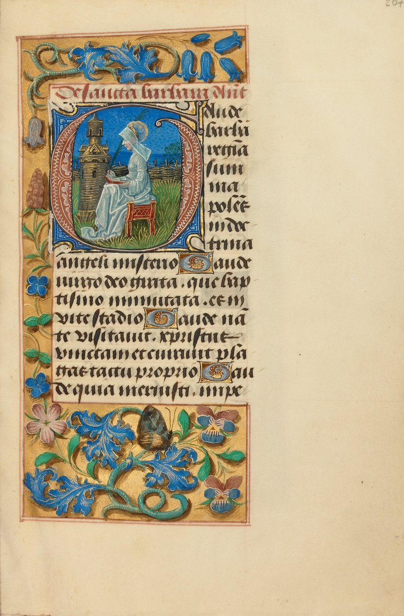 Begyndelsesbogstav G: Saint Barbara af Master of the Dresden Prayer Book