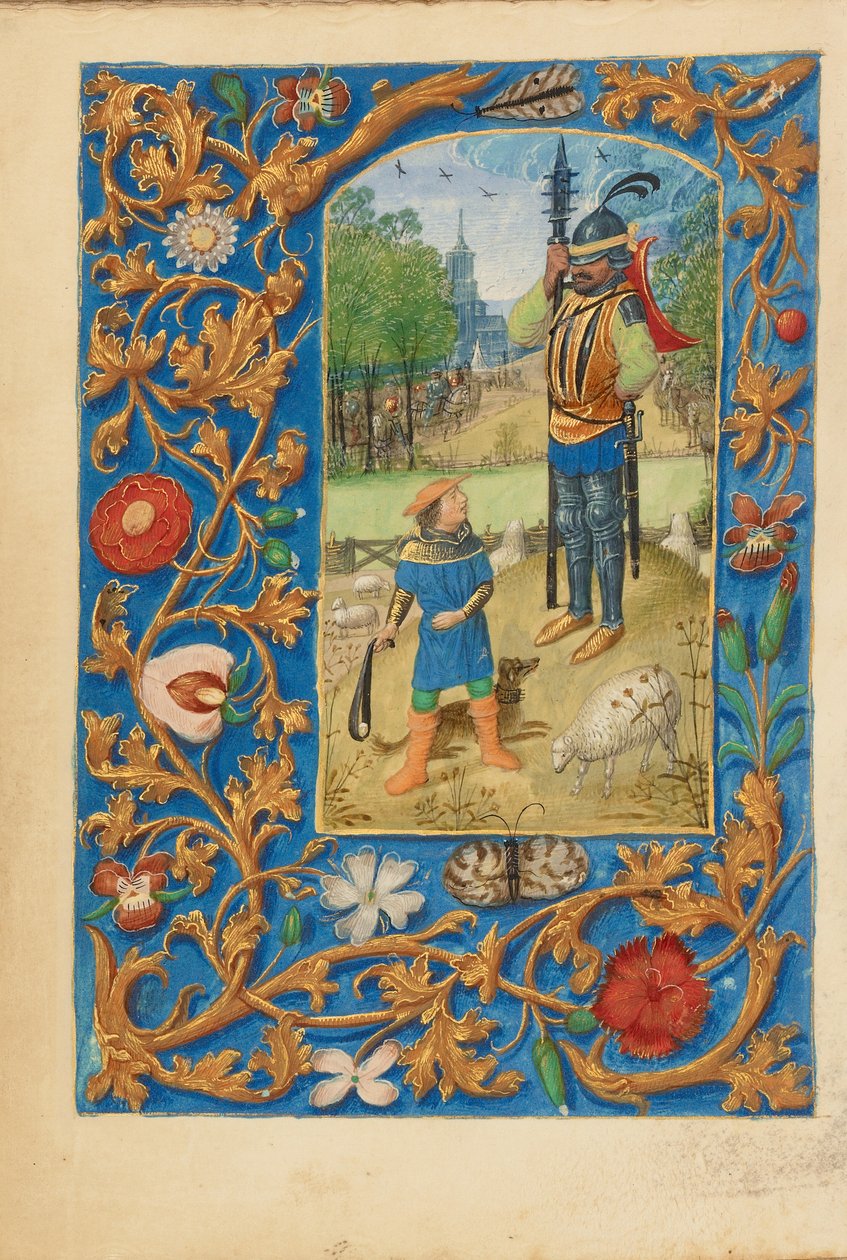 David og Goliat, ca. 1480-85 (temperafarver og guld) af Master of the Dresden Prayer Books
