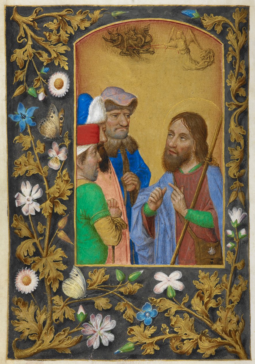 Sankt Jakob den Store prædiker. af Master of the Dresden Prayer Books