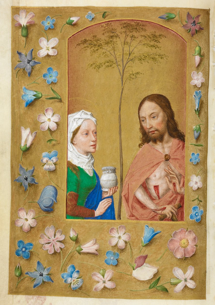 Sorgens mand og Maria Magdalene. af Master of the Dresden Prayer Books