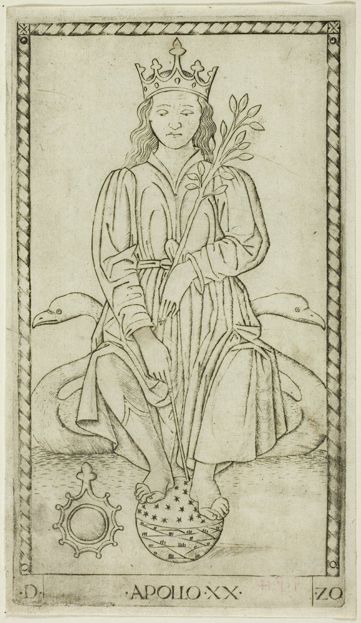 Apollo, tallerken 20 fra Apollo and the Muses af Master of the E Series Tarocchi