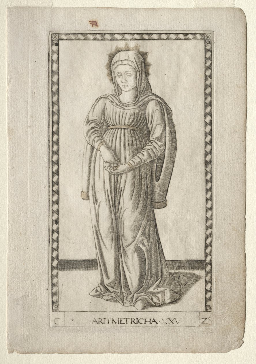 Aritmetik fra Tarocchi, serie C: Liberal Arts, #25, før 1467. af Master of the E Series Tarocchi