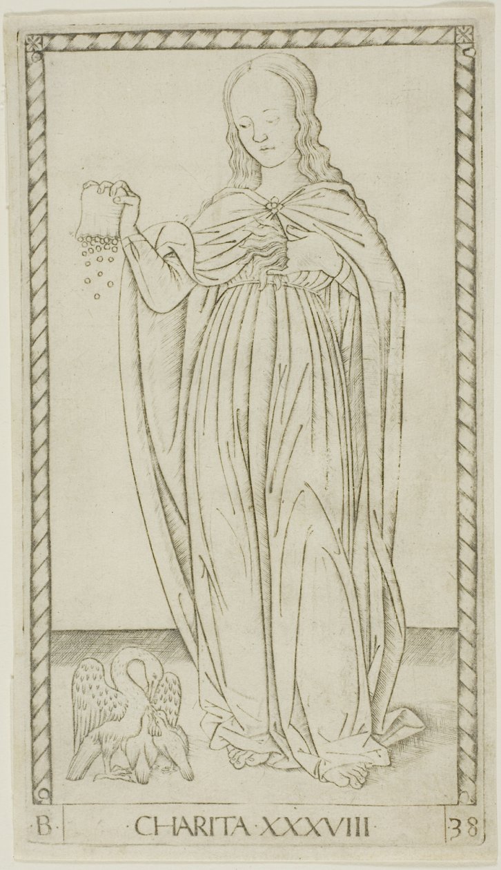 Charity, tallerken 38 fra Genii and Virtues af Master of the E Series Tarocchi