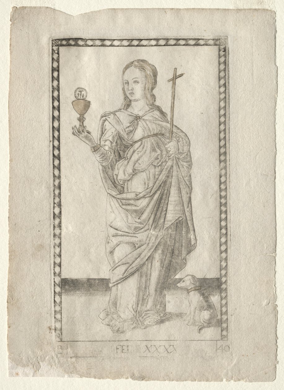 Faith from the Tarocchi, serie B: Cosmic Principles & Virtues, #40, før 1467. af Master of the E Series Tarocchi