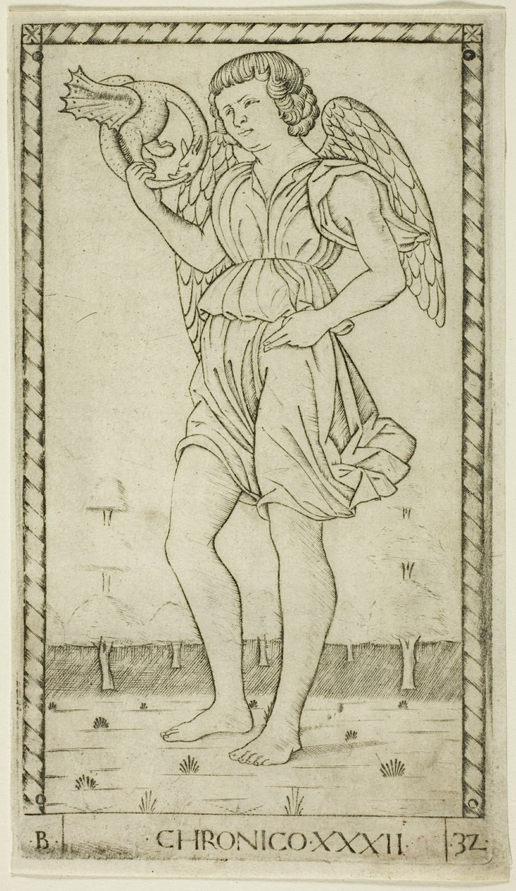 Genius of Time, plade 32 fra Genii and Virtues af Master of the E Series Tarocchi
