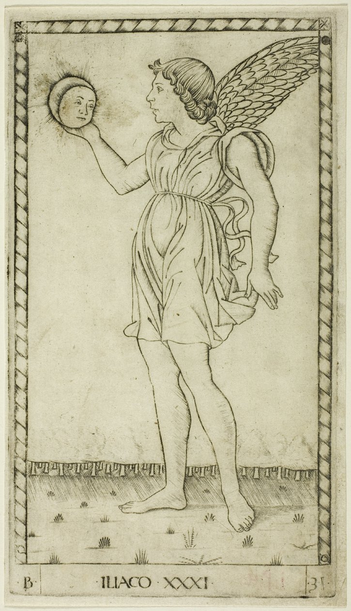 Genius of the Sun, plade 31 fra Genii and Virtues af Master of the E Series Tarocchi