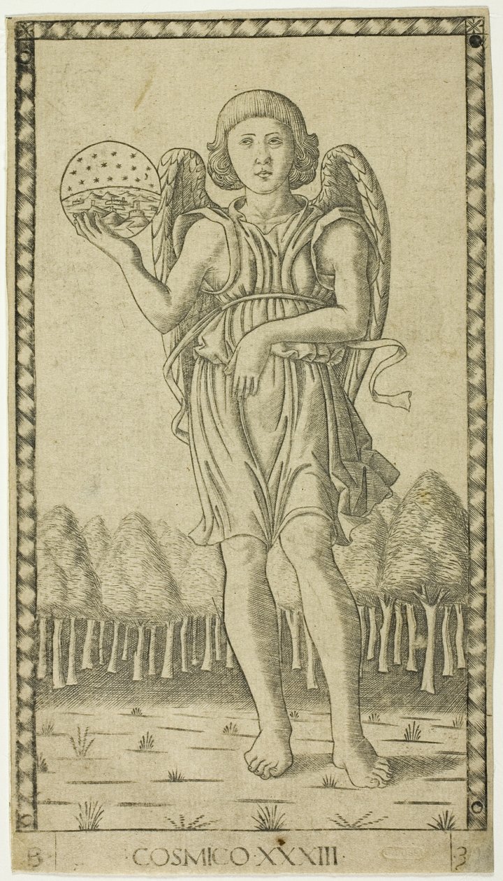 Genius of the World, plade 33 fra Genii and Virtues af Master of the E Series Tarocchi