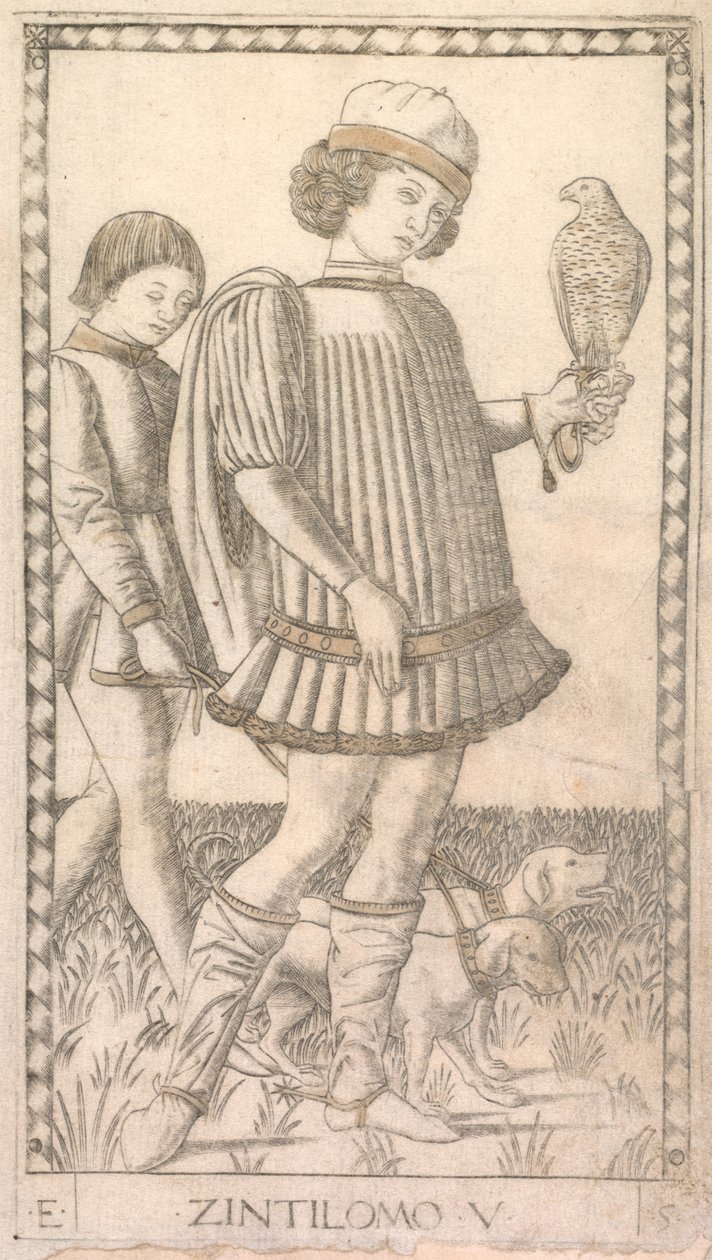 Gentleman fra Tarocchi-serien E: Conditions of Man, #5, ca. 1465. af Master of the E Series Tarocchi