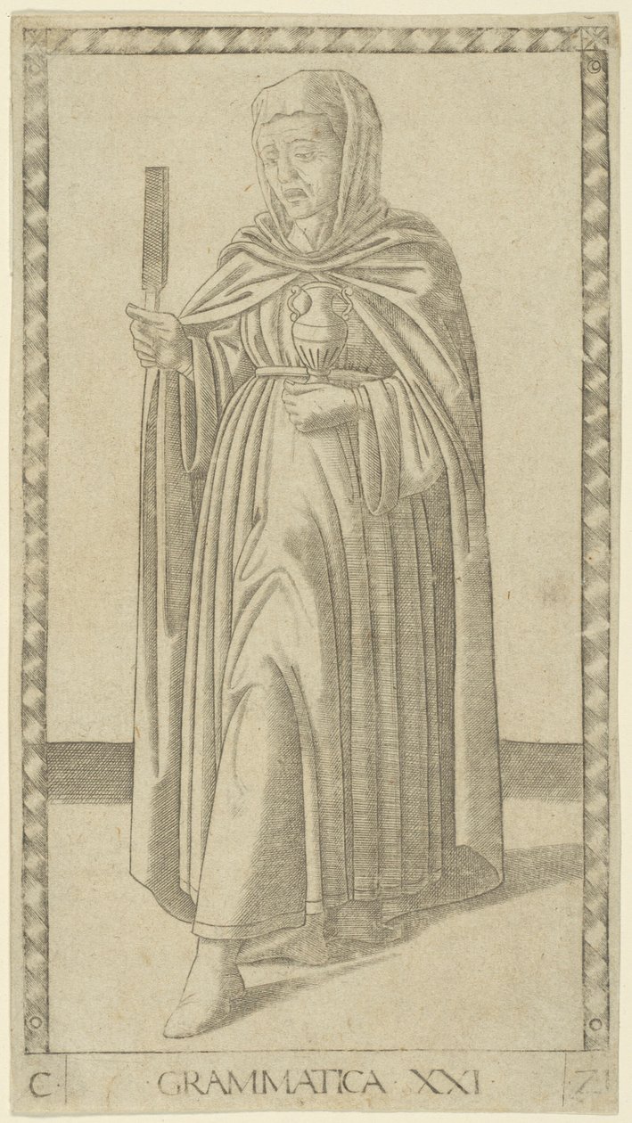 Grammatik, plade 21 fra Arts and Sciences af Master of the E Series Tarocchi
