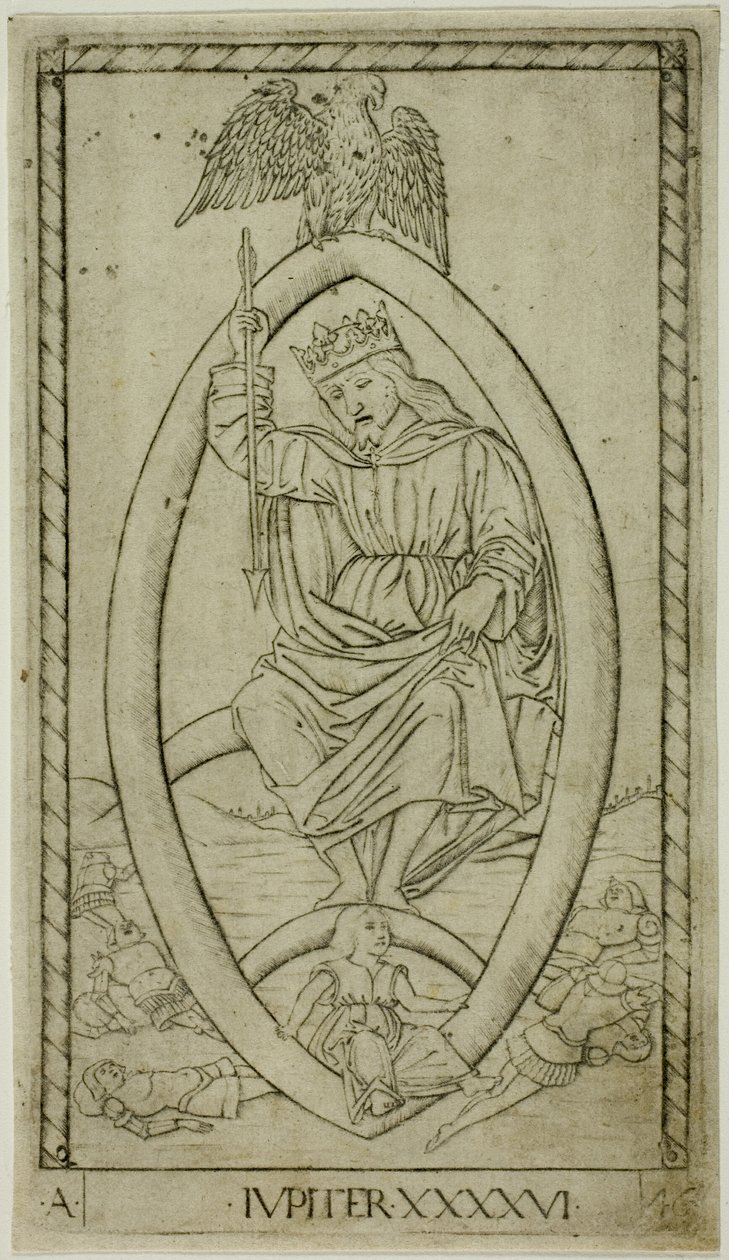 Jupiter, plade 46 fra Planets and Spheres af Master of the E Series Tarocchi
