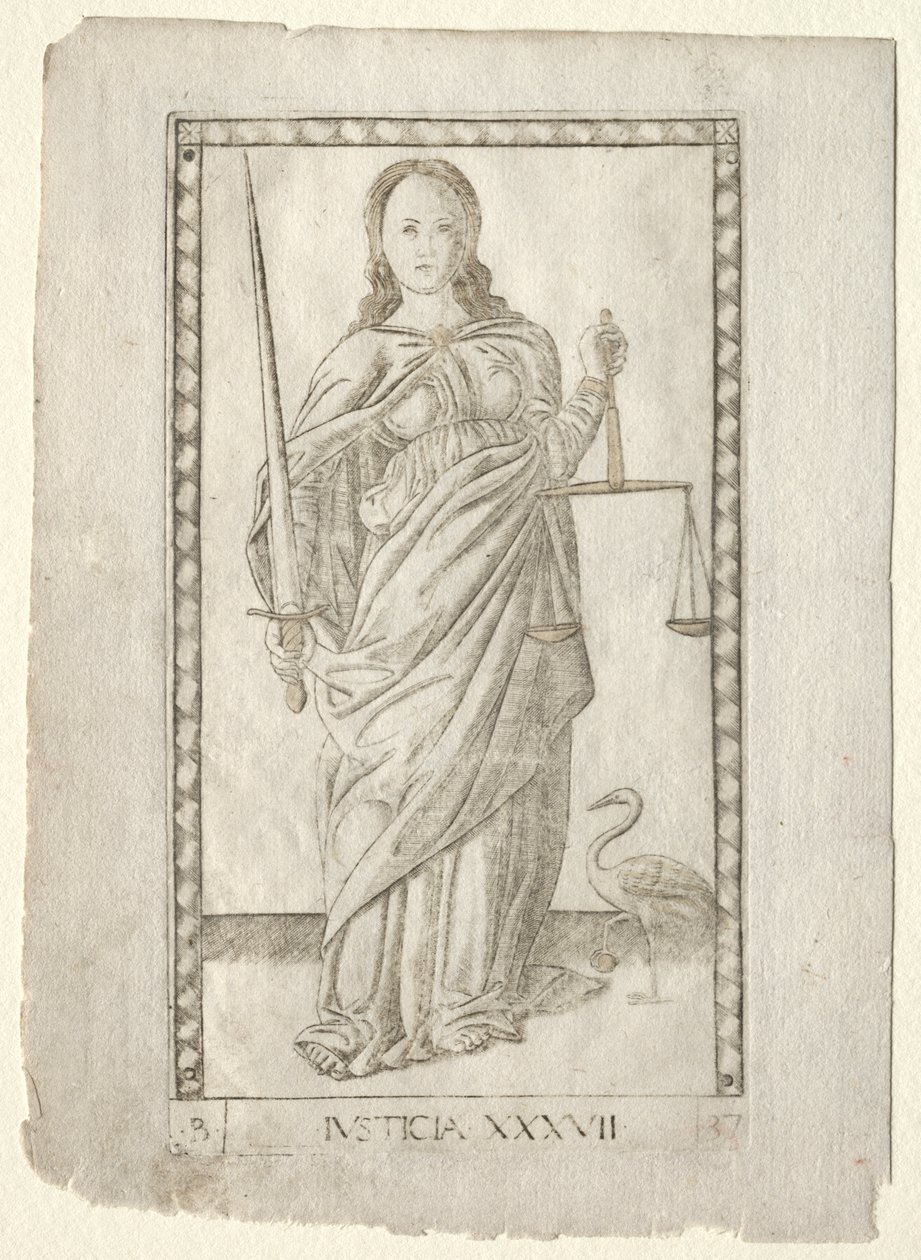 Retfærdighed (fra Tarocchi, serie B: Cosmic Principles and Virtues, #37) af Master of the E Series Tarocchi