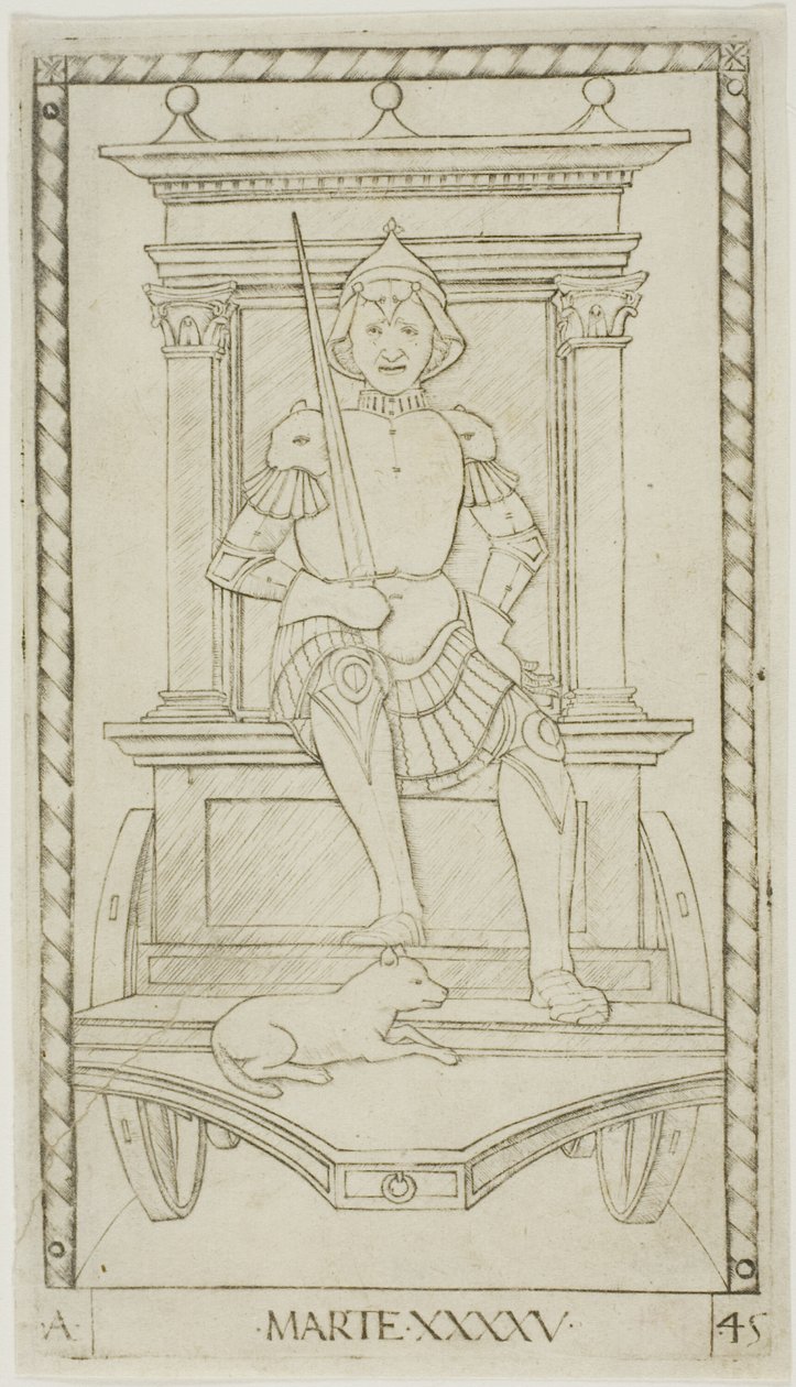 Mars, plade 45 fra Planets and Spheres af Master of the E Series Tarocchi