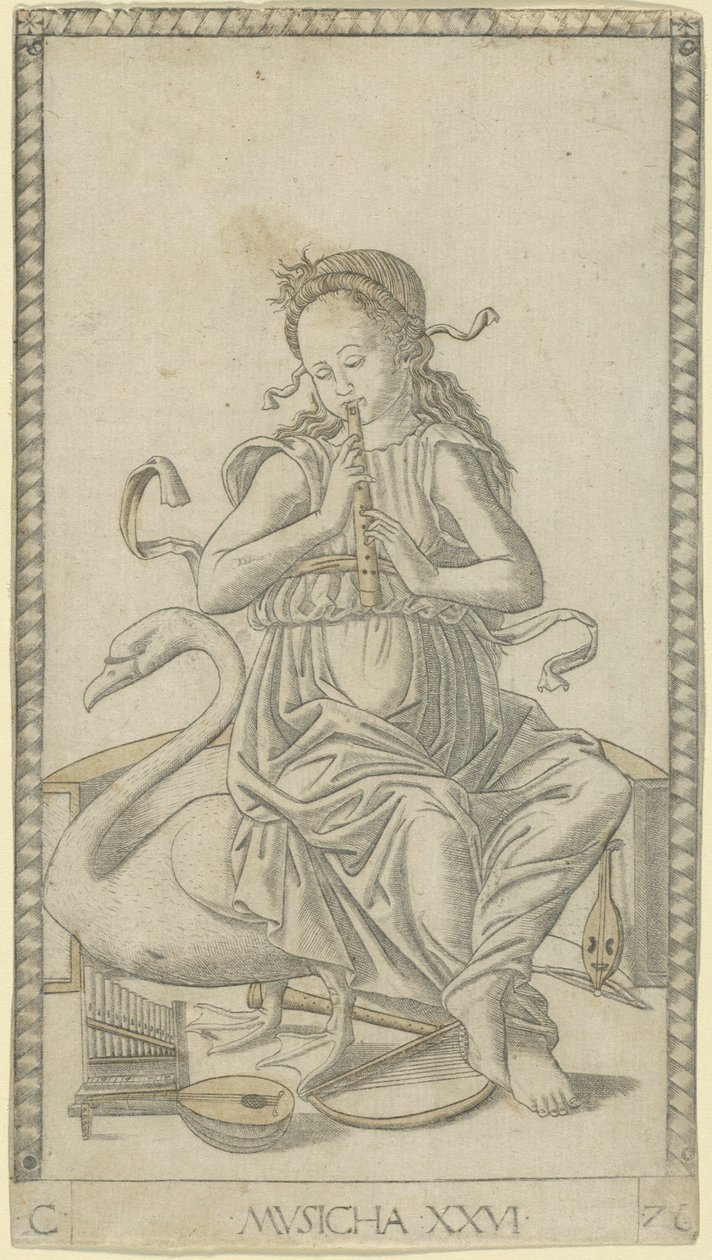 Musik, tavle 26 fra Arts and Sciences af Master of the E Series Tarocchi