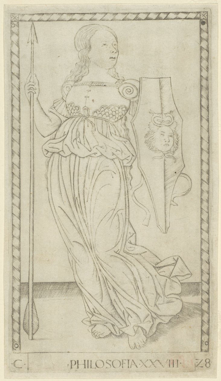 Filosofi, plade 28 fra Arts and Sciences af Master of the E Series Tarocchi