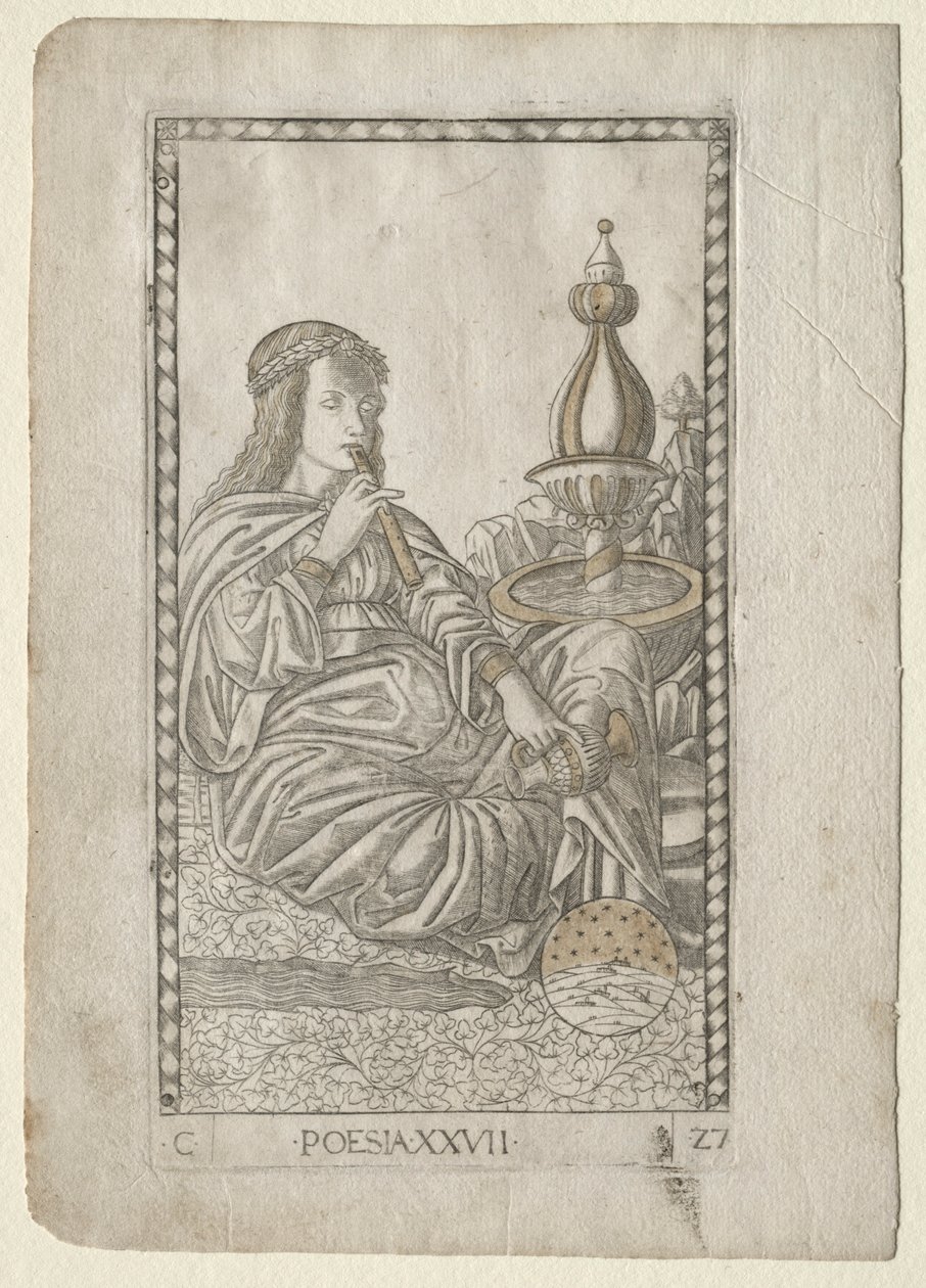 Poesi fra Tarocchi, serie C: Liberal Arts, #27, før 1467. af Master of the E Series Tarocchi