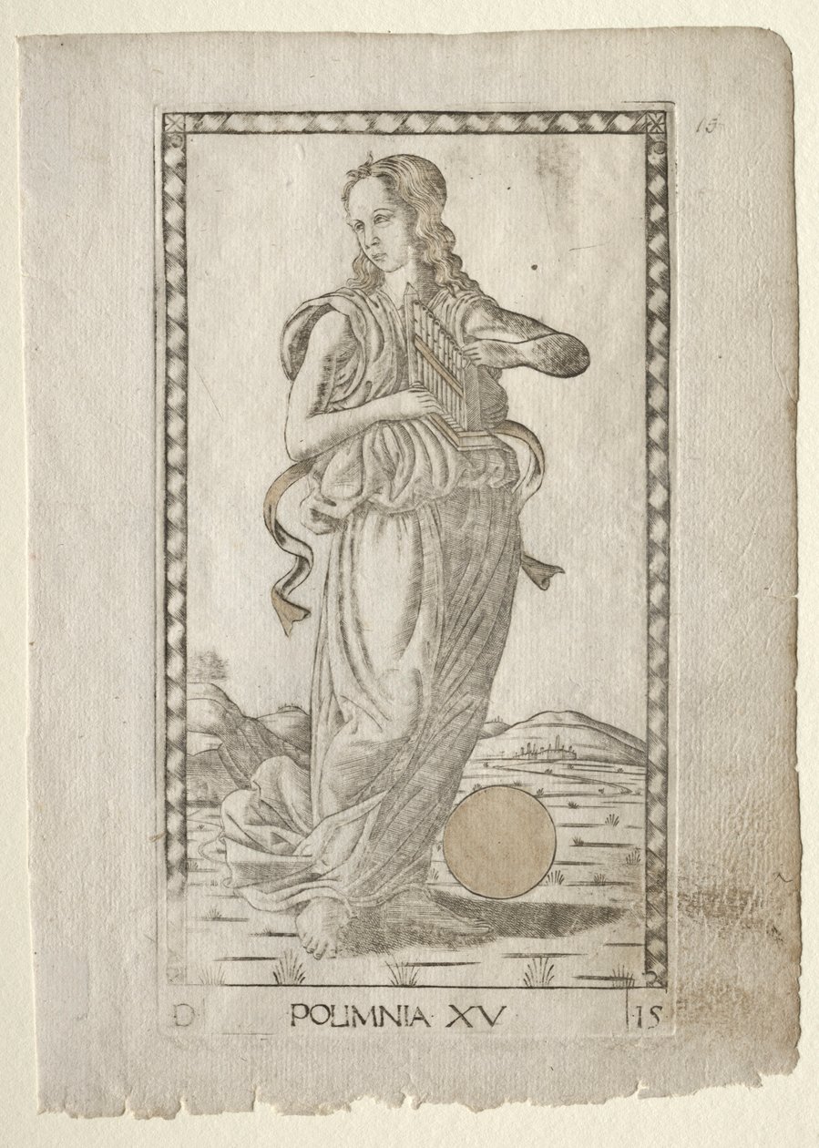 Polyhymnia heroiske salmer fra Tarocchi-serien D..., før 1467. af Master of the E Series Tarocchi