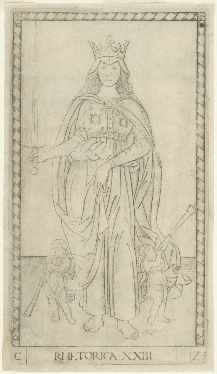 Retorik, plade 23 fra Arts and Sciences af Master of the E Series Tarocchi