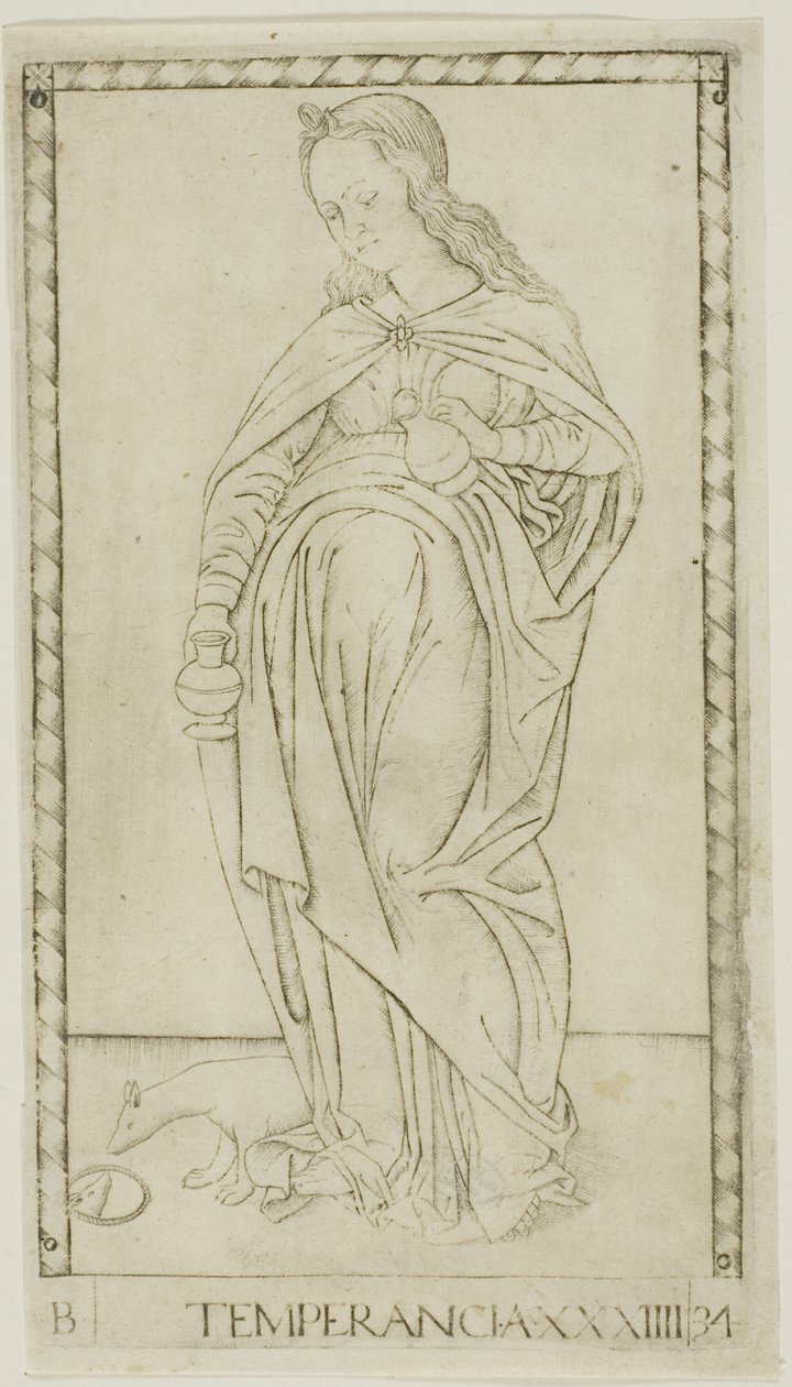 Temperance, plade 34 fra Genii and Virtues af Master of the E Series Tarocchi