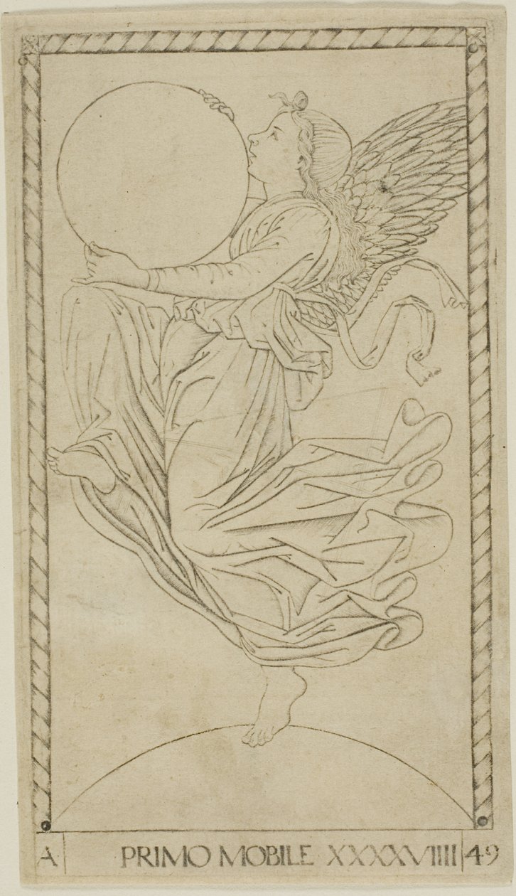 The Angel of the Ninth Sphere, eller Primum Mobile, plade 49 fra Planets and Spheres af Master of the E Series Tarocchi