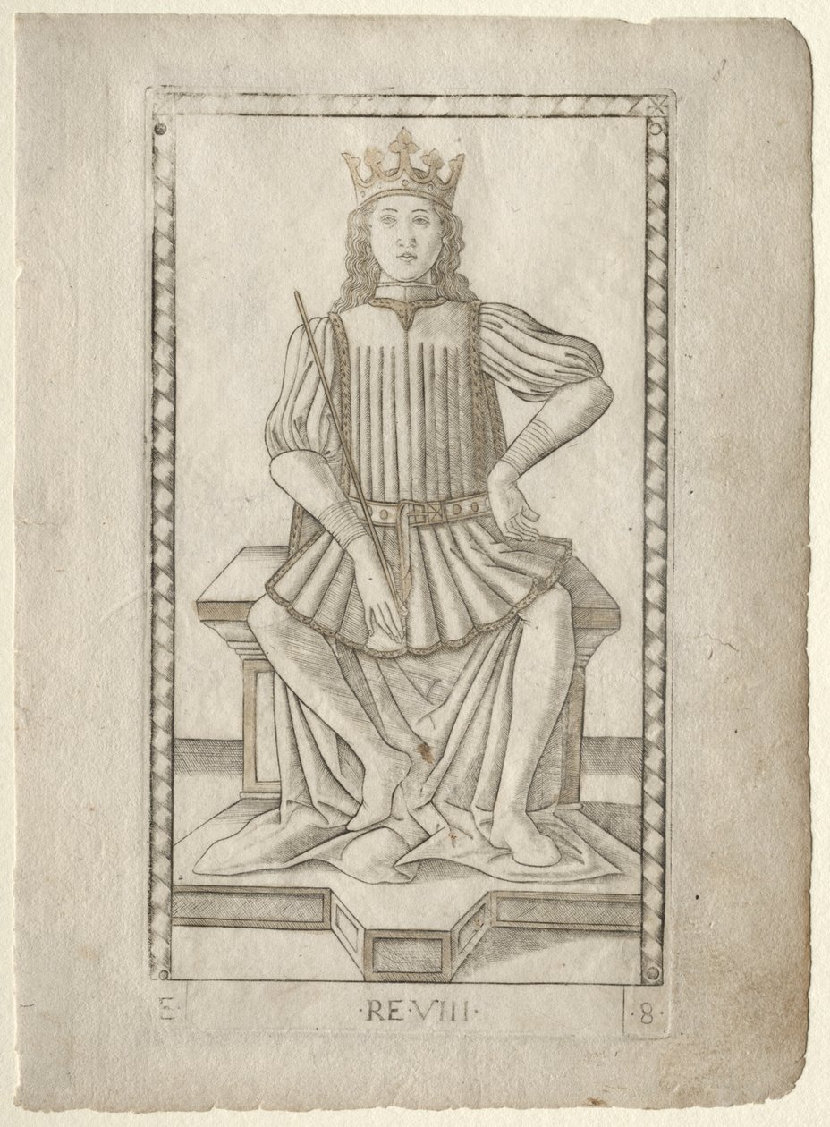 The King from the Tarocchi, serie E: Conditions of Man, #8, før 1467. af Master of the E Series Tarocchi