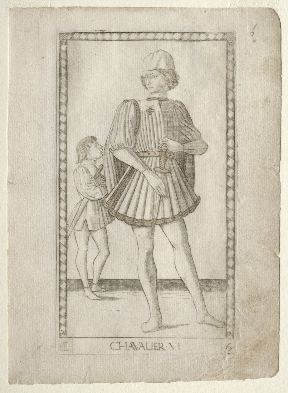 The Knight from the Tarocchi, serie E: Conditions of Man, #6, før 1467. af Master of the E Series Tarocchi
