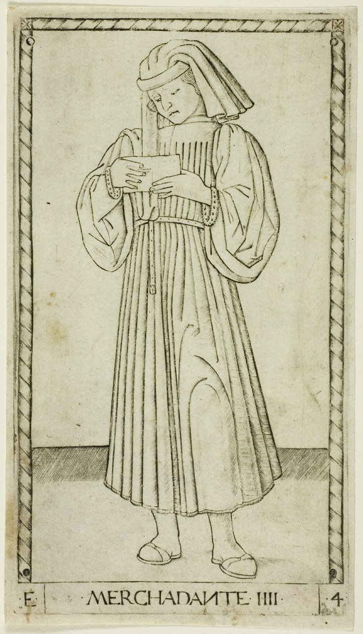 The Merchant, plade fire fra The Ranks and Conditions of Men af Master of the E Series Tarocchi