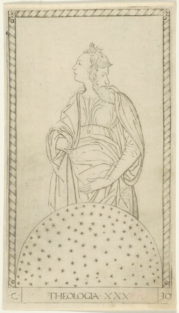 Teologi, tavle 30 fra Arts and Sciences af Master of the E Series Tarocchi