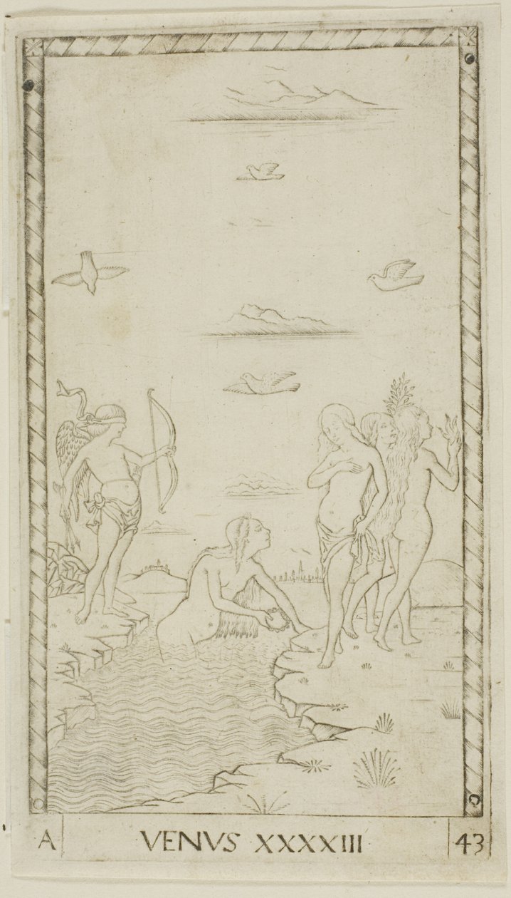 Venus, plade 43 fra Planets and Spheres af Master of the E Series Tarocchi