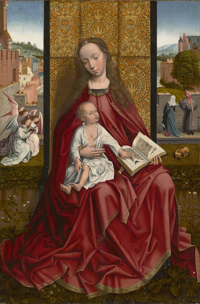 Jomfruen og barnet på tronen, ca. 1500 af Master of the Embroidered Foliage
