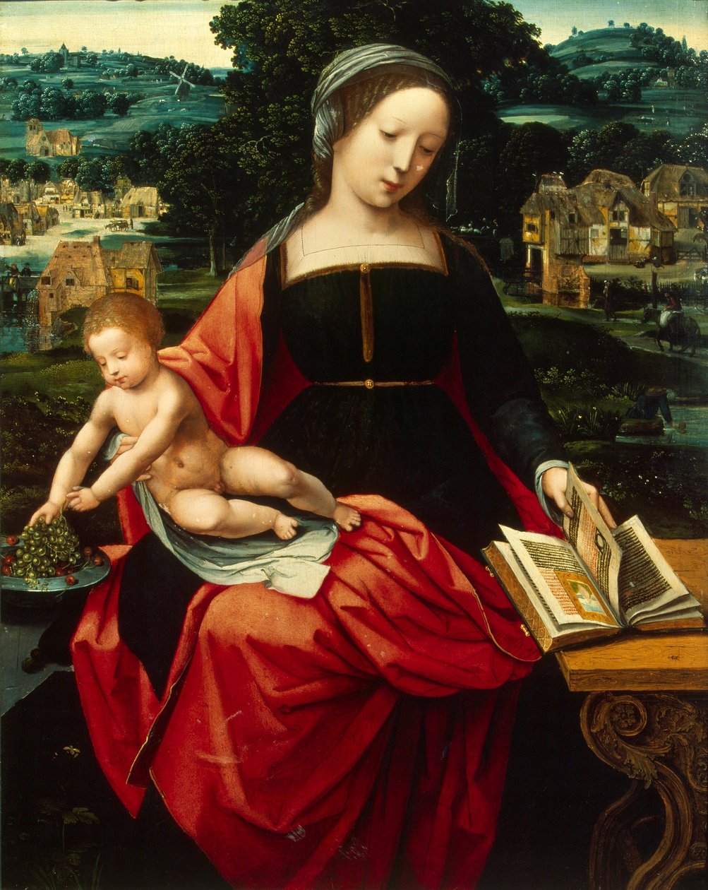 Madonna og barn af Master of the Female Half Lengths