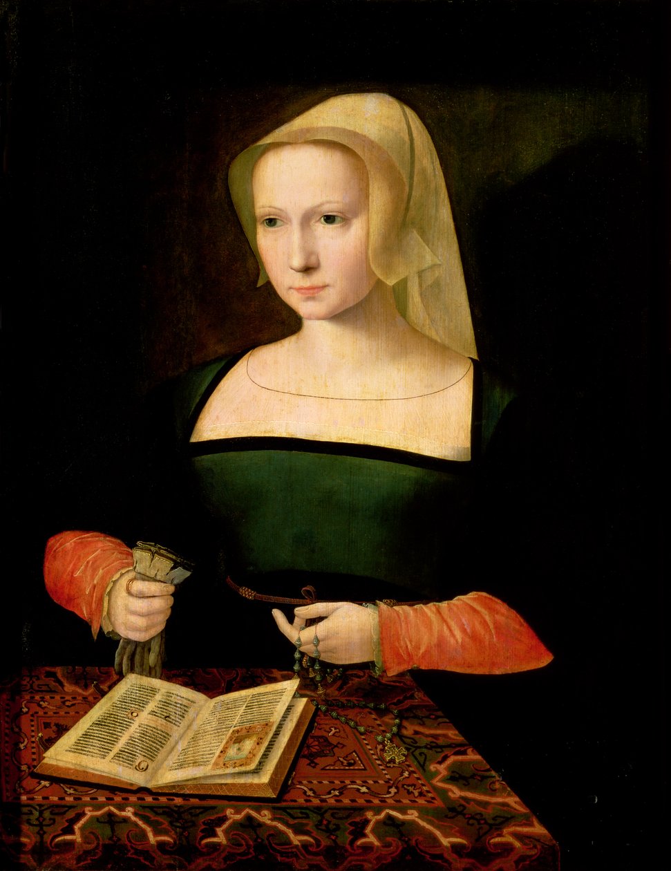 Portræt af en ung kvinde (panel) af Master of the Female Half Lengths
