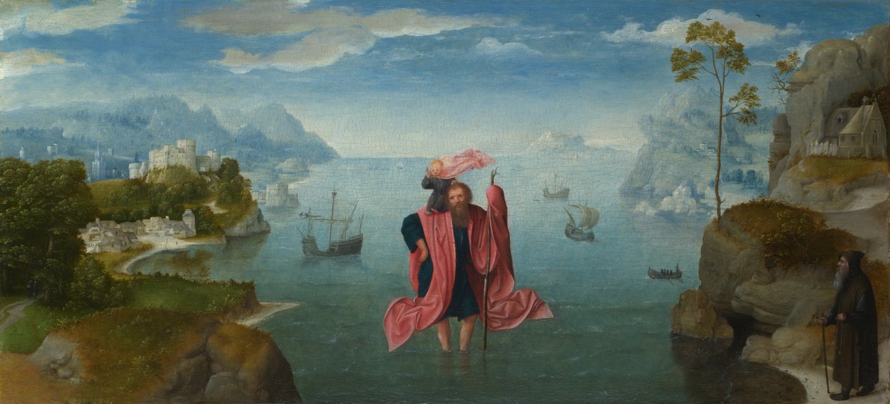 Sankt Christopher bærer det spæde Kristus, midten af det 16. århundrede. af Master of the Female Half Lengths,