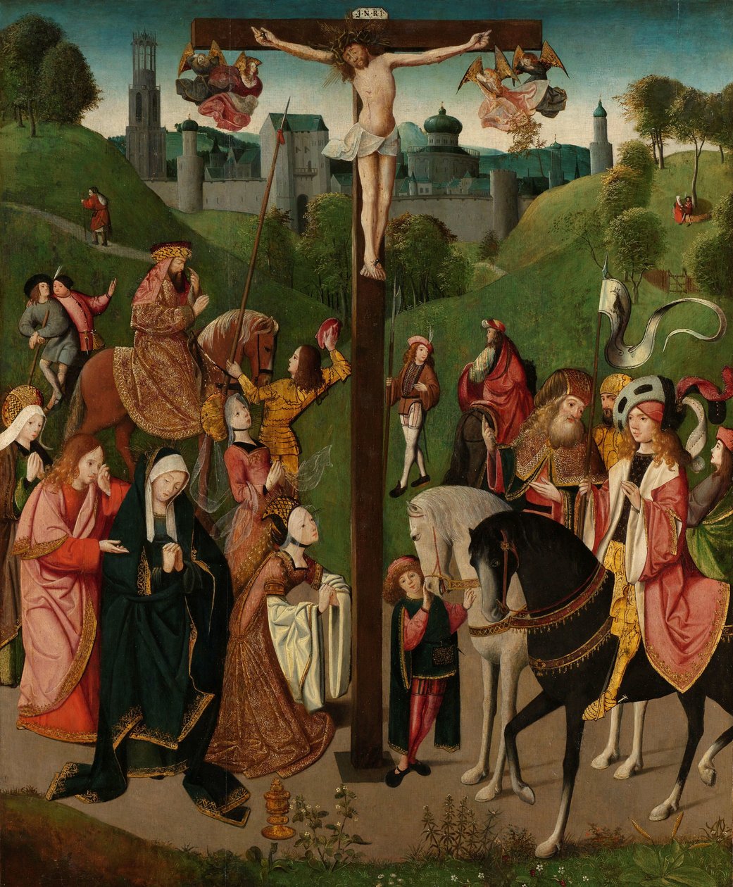 Korsfæstelsen Kristus på korset af Master of the Figdor Deposition (circle of)