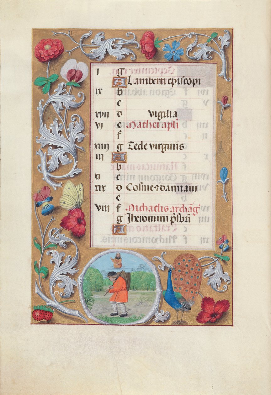 Dronning Isabella den Katolskes timer, dronning af Spanien:  Fol. 10v, september af Master of the First Prayerbook of Maximillian