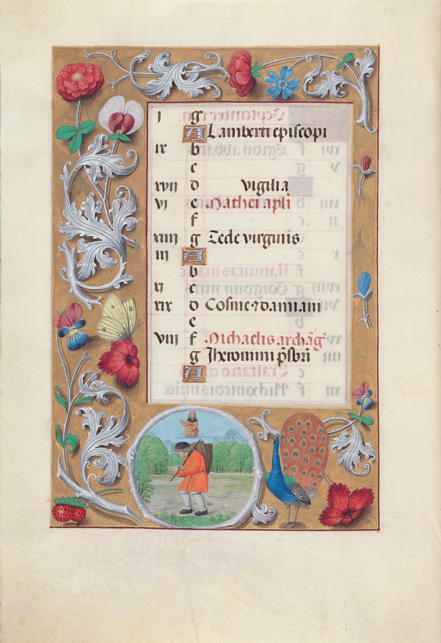 Hours of Dronning Isabella den Katolik, Dronning af Spanien: Fol. 10v, september, ca. 1500. af Master of the First Prayerbook of Maximillian
