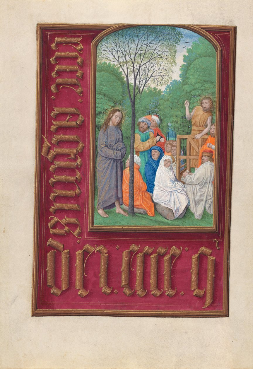 Hours of Dronning Isabella den Katolik, Dronning af Spanien: Fol. 169v, Johannes Døberen, ca. 1500. af Master of the First Prayerbook of Maximillian