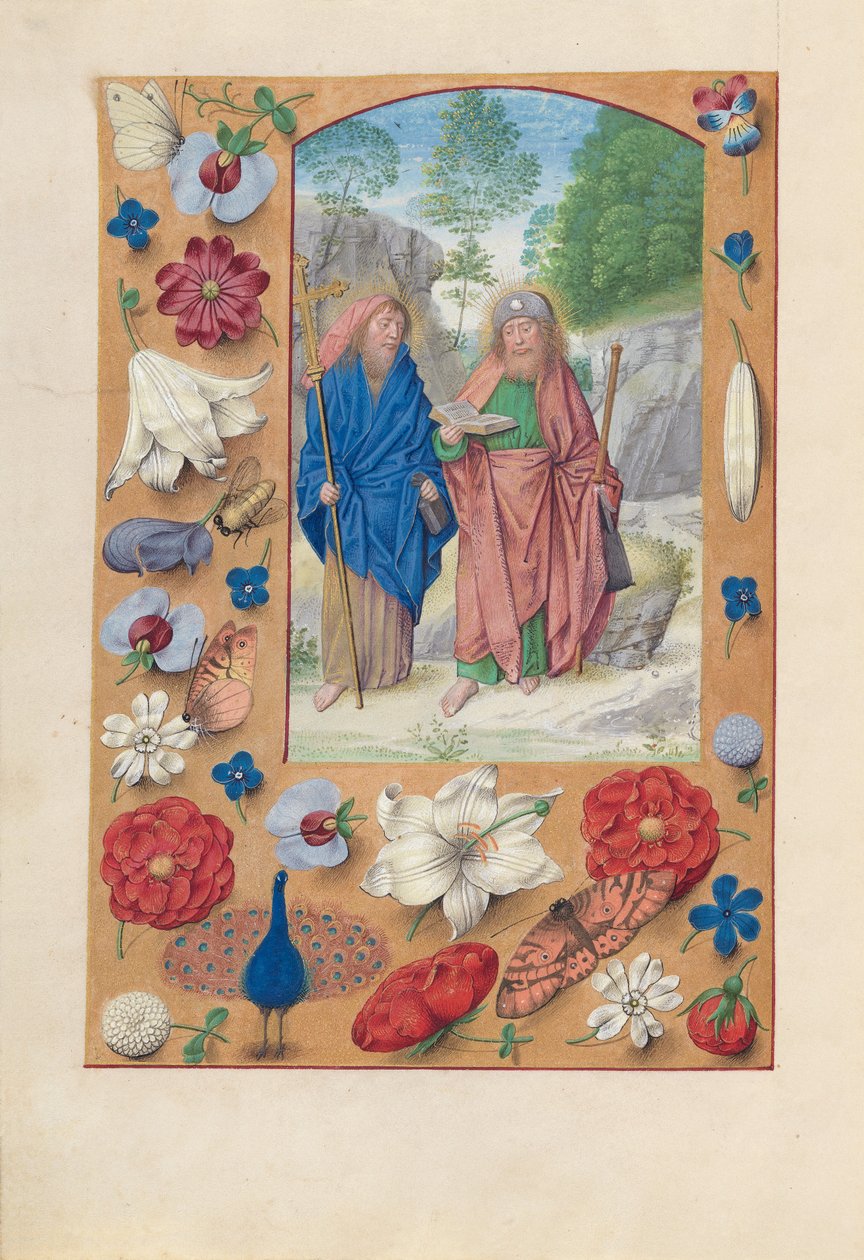 Dronning Isabella den Katolskes timer, dronning af Spanien:  Fol. 175v, de hellige Filip og Jakob af Master of the First Prayerbook of Maximillian