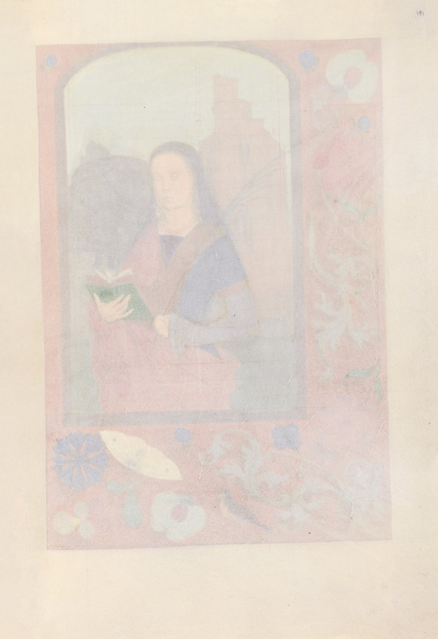 Dronning Isabella den katolske, dronning af Spaniens åbningstider: Fol. 191r, ca. 1500. af Master of the First Prayerbook of Maximillian
