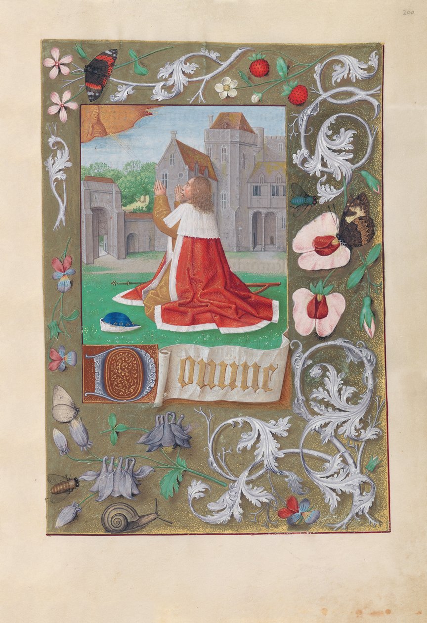 Hours of Dronning Isabella den Katolik, Dronning af Spanien: Fol. 200r, David, ca. 1500. af Master of the First Prayerbook of Maximillian