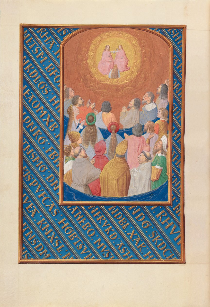 Hours of Dronning Isabella den Katolik, Dronning af Spanien: Fol. 37v, Himlens Domstol, ca. 1500. af Master of the First Prayerbook of Maximillian