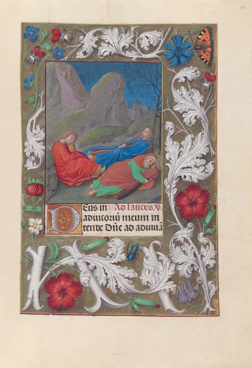 Dronning Isabella den Katolskes timer, dronning af Spanien:  Fol. 57r, Smerten i haven af Master of the First Prayerbook of Maximillian
