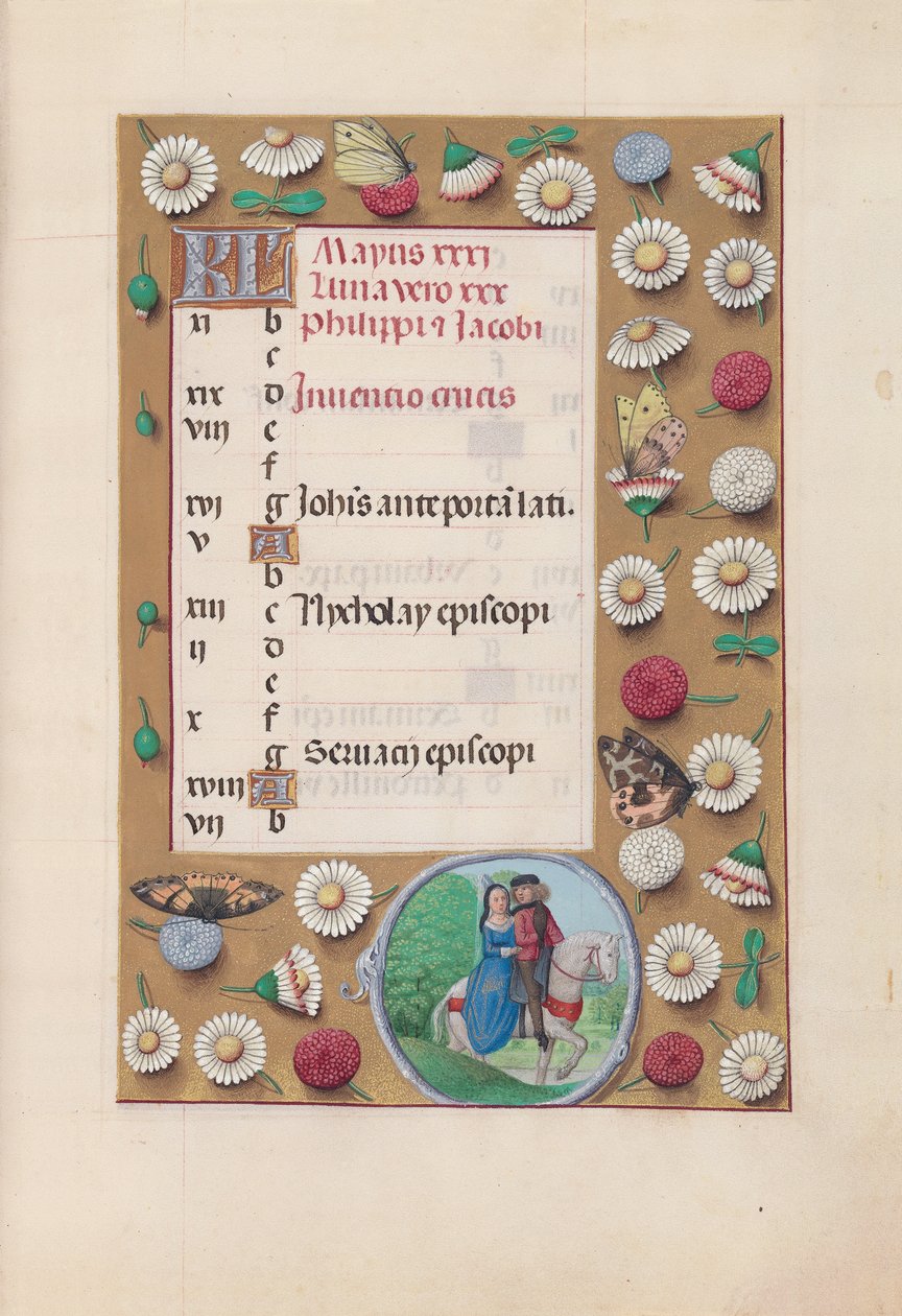 Dronning Isabella den katolske, dronning af Spaniens åbningstider: Fol. 6r, maj, ca. 1500. af Master of the First Prayerbook of Maximillian