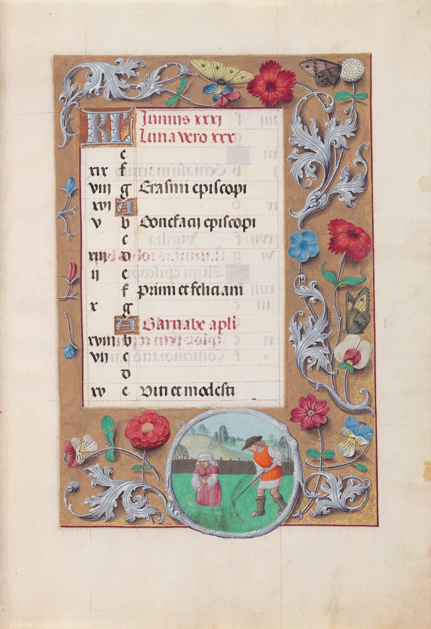 Dronning Isabella den katolske, dronning af Spaniens åbningstider: Fol. 7r, juni, ca. 1500. af Master of the First Prayerbook of Maximillian